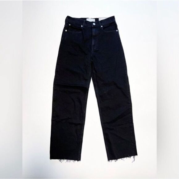 Everlane The Way High Jeans Organic Cotton Black Raw Hem Size 31 Long NWT - Picture 9 of 12
